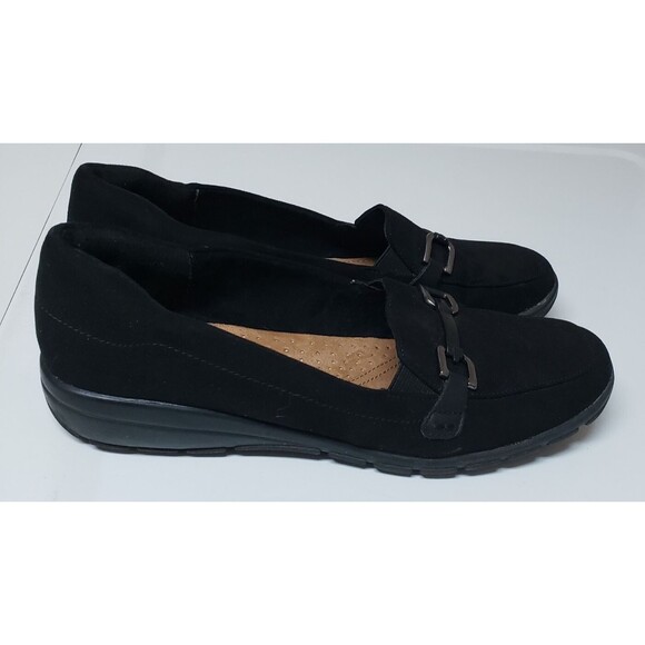 Easy Spiriit Women’  Loafers Suede Sz 8 Black Office City Slip Resistant PO Good - Picture 3 of 10